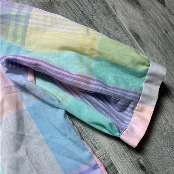 Colorful Pastel Plaid Button Down Shirt - Picture 3 of 6